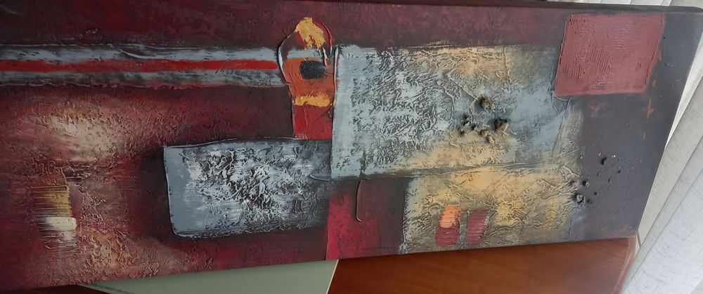 tela pintura parede em acrílico sem autor 100×40cm