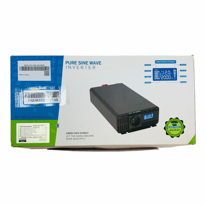Інвертор DATOUBOSS 24 В на 230 В, чиста синусоїда, 2000 Вт