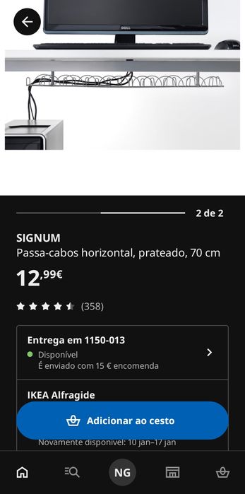 Passa cabos computador secretária, 70cm Signum IKEA