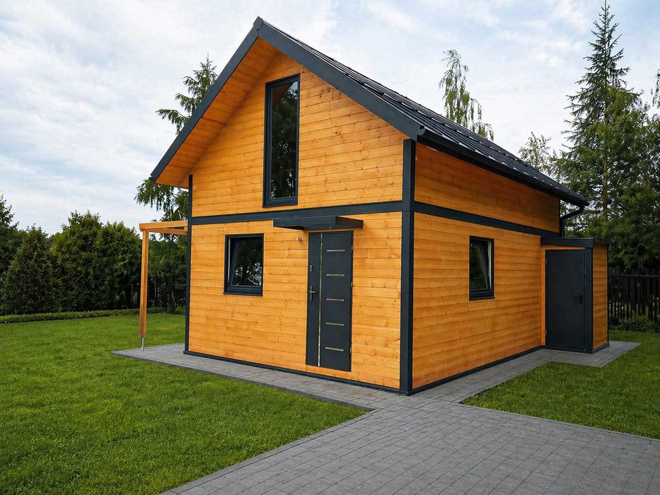 Dom szkieletowy, drewniany,  całoroczny, 70m2 z montażem w 8 godzin