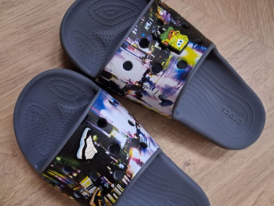 Klapki crocs 39/40 meta scape z przypinkami basenowe letnie