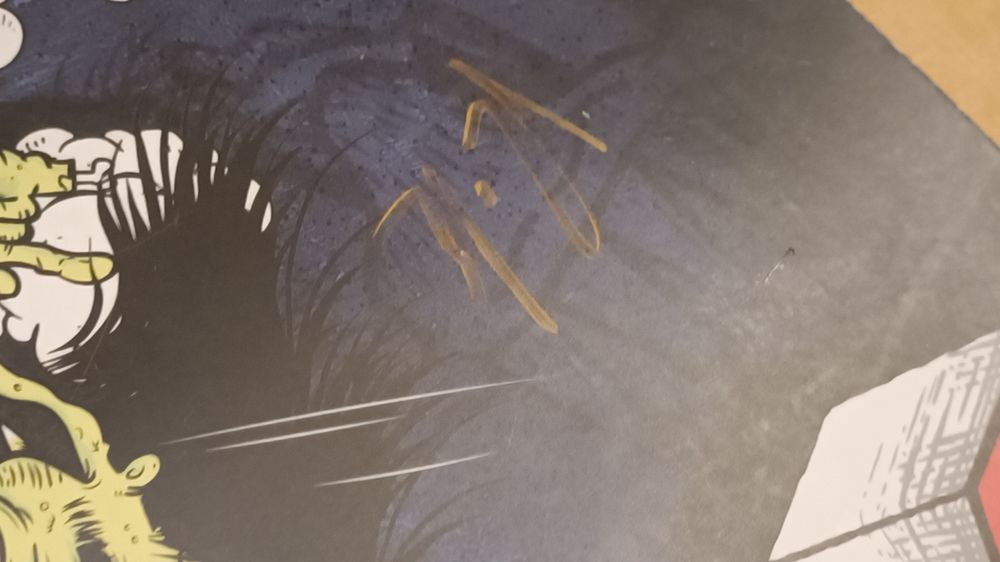 Plakat Airbourne z podpisami całego zespołu