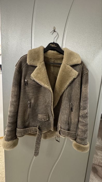 Продам зимову шкіряну дублянку з натурального хутра