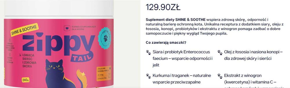 Zippy tail SHINE & SOOTHE CAT, smakołyki dla kota