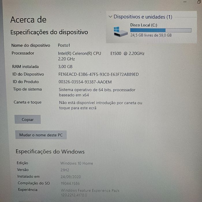 POS com gaveta, impressora de talões e UPS