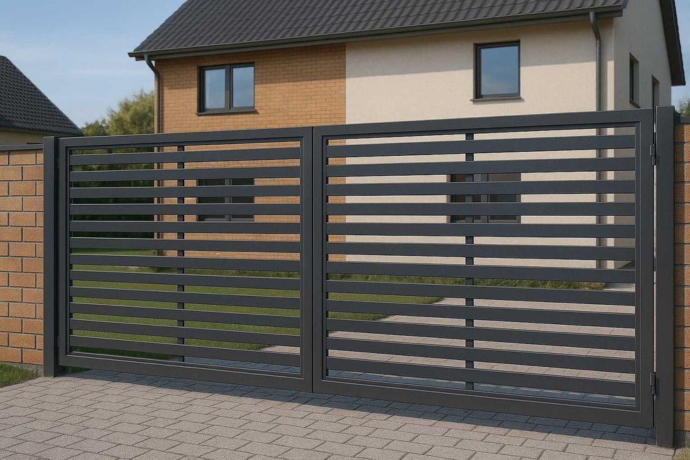 Металеві вуличні відкатні розпашні ворота.Огорожа.Паркан ранчо жалюзі