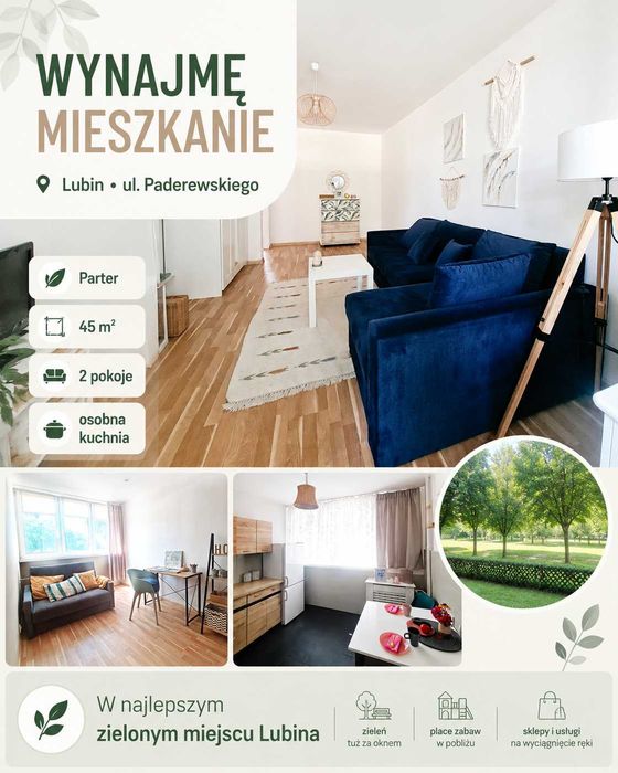 Mieszkanie, Lubin ul. Paderewskiego do wynajęcia od zaraz