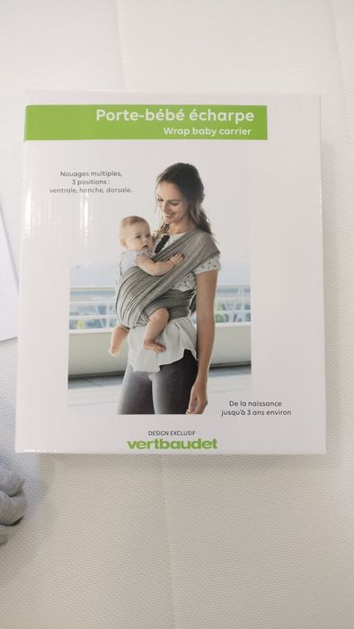 Marsúpio/ Sling/ Écharpe de transporte da Vertbaudet - cinza claro