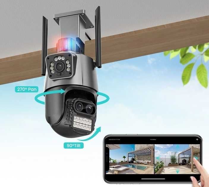 Вулична WiFi IP камера Anbiux P10QS 9Мп 3 об'єктиви Zoom 8х+карта 64ГБ