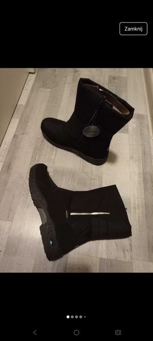 Czarne śniegowce polarino 42 wkładka ok 28 cm ocieplane wodoodporna