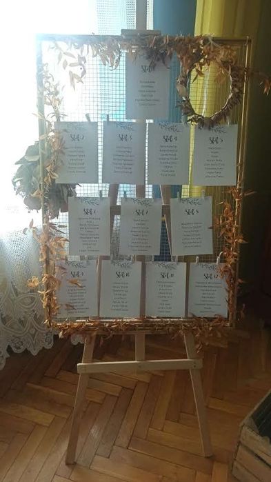 Tablica - rozmieszczenie gości weselnych, rozmieszczenie stołów