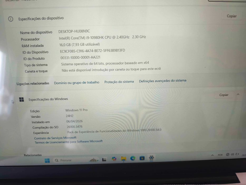 Portátil Gamer i9-10980HK + 16GB RAM