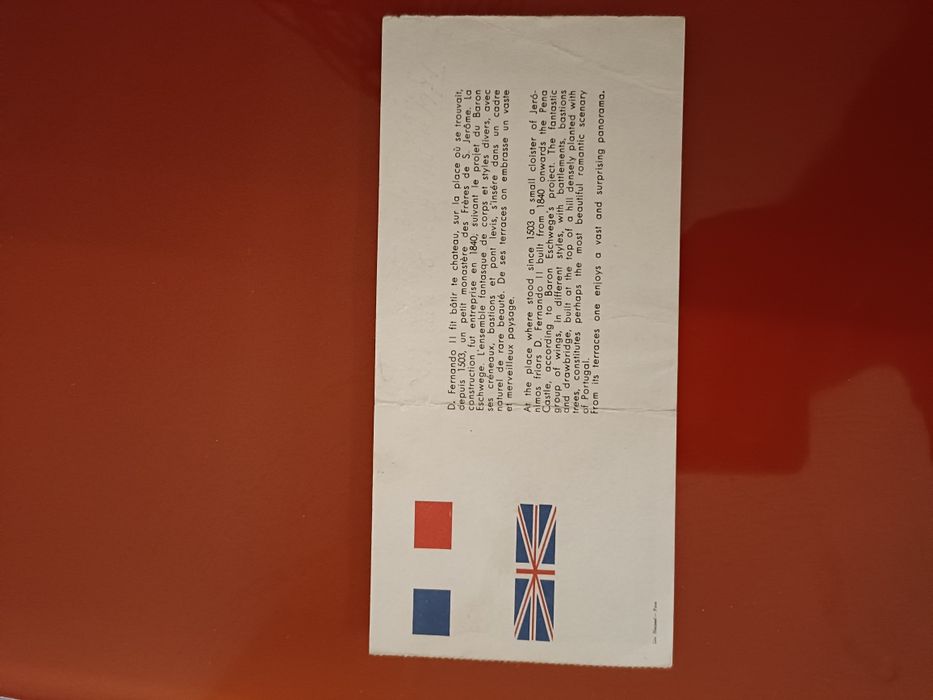 Bilhete antigo de entrada no Palácio da Pena, em Sintra em 1971