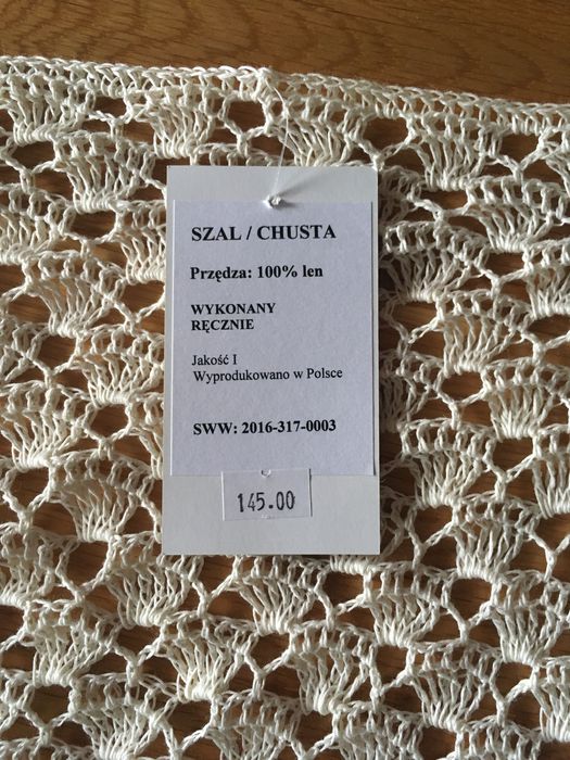 Lniana chusta- nowa, ręcznie wykonana