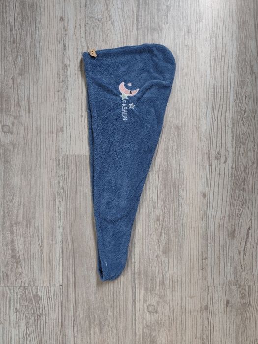 Niebieski szybko schnący turban ręcznik do włosów