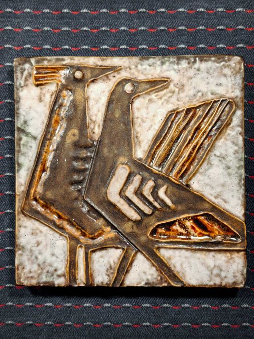 Ceramika dekoracja ścienna Helmut Schaffenacker 23x23 cm lata 60