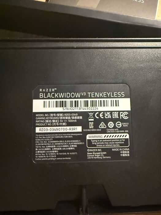 Razer BlackWidow V3 Tenkeyless механічна клавіатура 80%