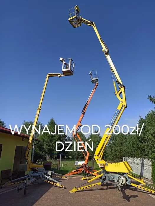 Wypożyczalnia wynajem na doby zwyżka 12,17,20m na przyczepie podnośnik