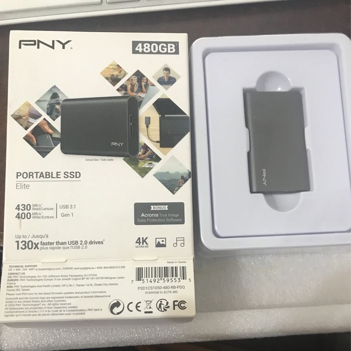 Usb 3.1 ssd 480gb pny elite портативний ссд
