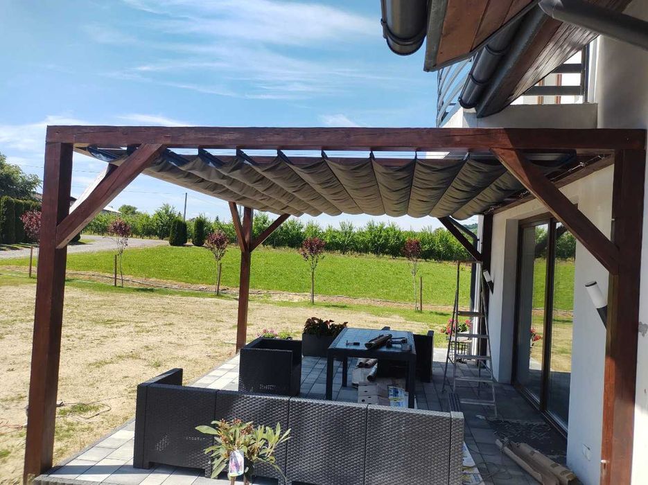 Dach rzymski materiałowy roleta zewnętrzna tarasowa do pergoli