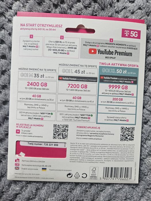 Złoty numer T-Mobile końcowka 999 biznesowy