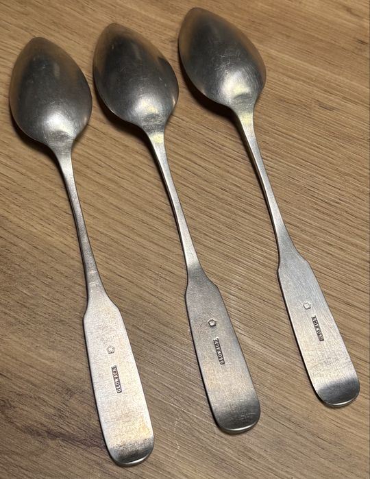 Srebra łyżeczka x 3 szt. Herb Abdank Srebro Kraków Austro-Węgry
