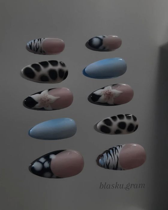 Tipsy ręcznie malowane press on nails xs