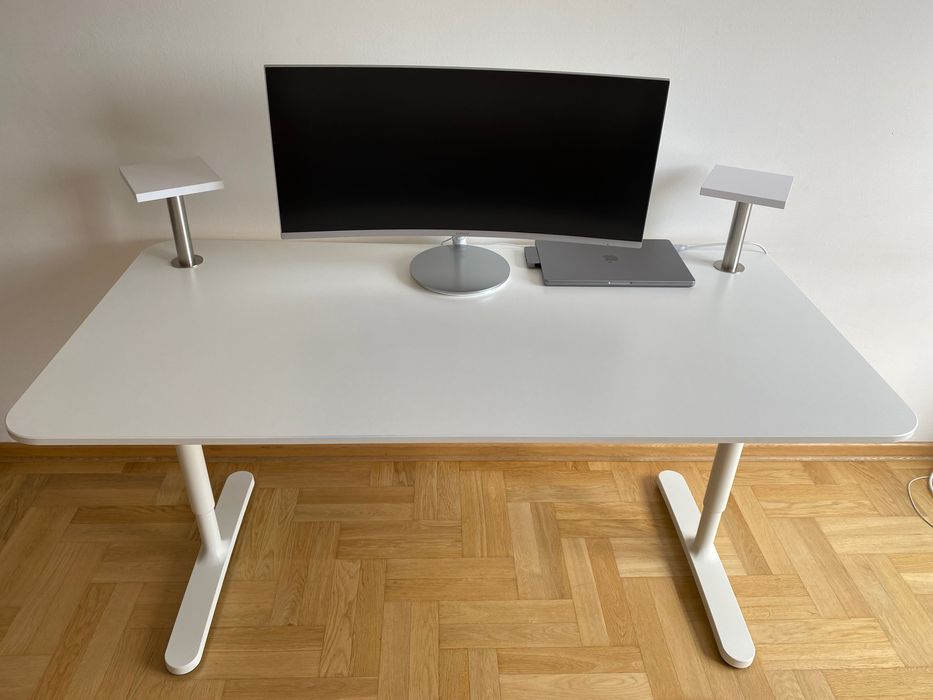 Biurko Ikea Bekant 160x80+ dodatkowa maskownica i podstawki głośnikowe
