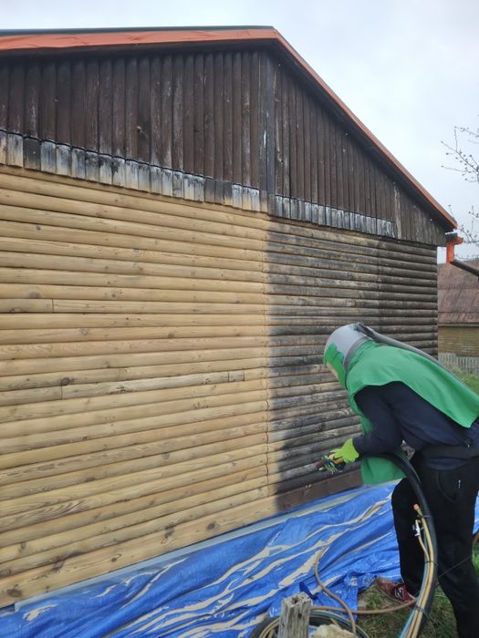 Piaskowanie domów drewnianych, cegły, betonu, sodowanie