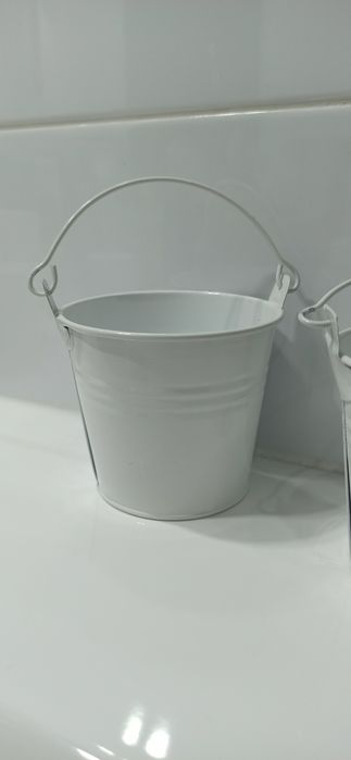 Mini wiaderka dekoracja, osłonka, doniczka biale