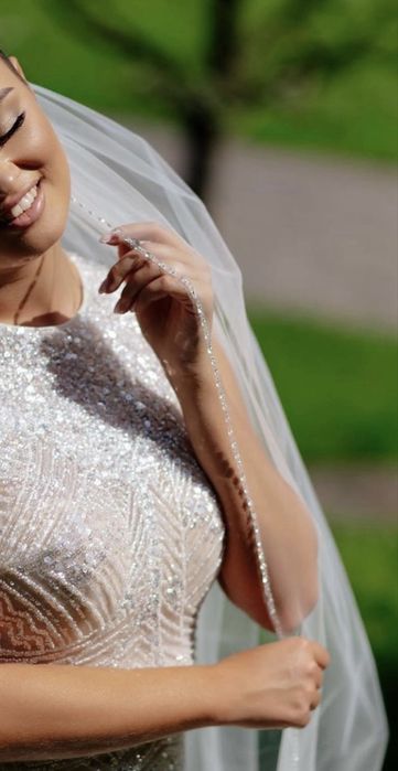 Фата айворі milla nova з камінчиками