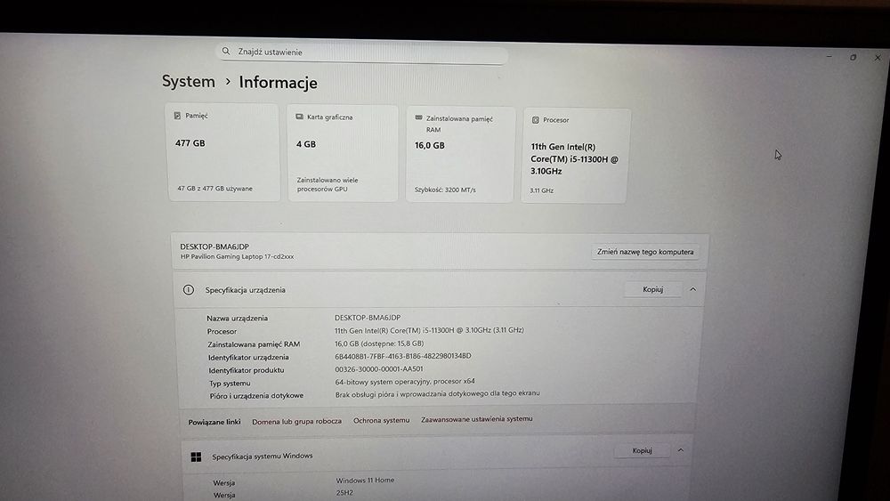 HP Pavilion Gaming 17 i5-11300h RTX 3050Ti 16/512GB SSD