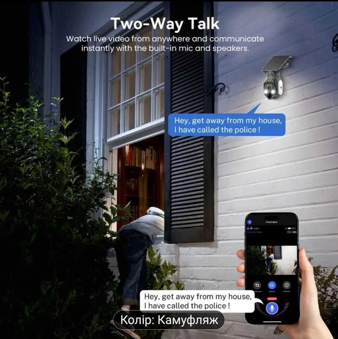 Камера відеоспостереження з сонячною панеллю. Ві-фі