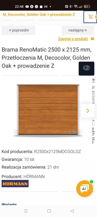 Brama garażowa nowa Hormann.