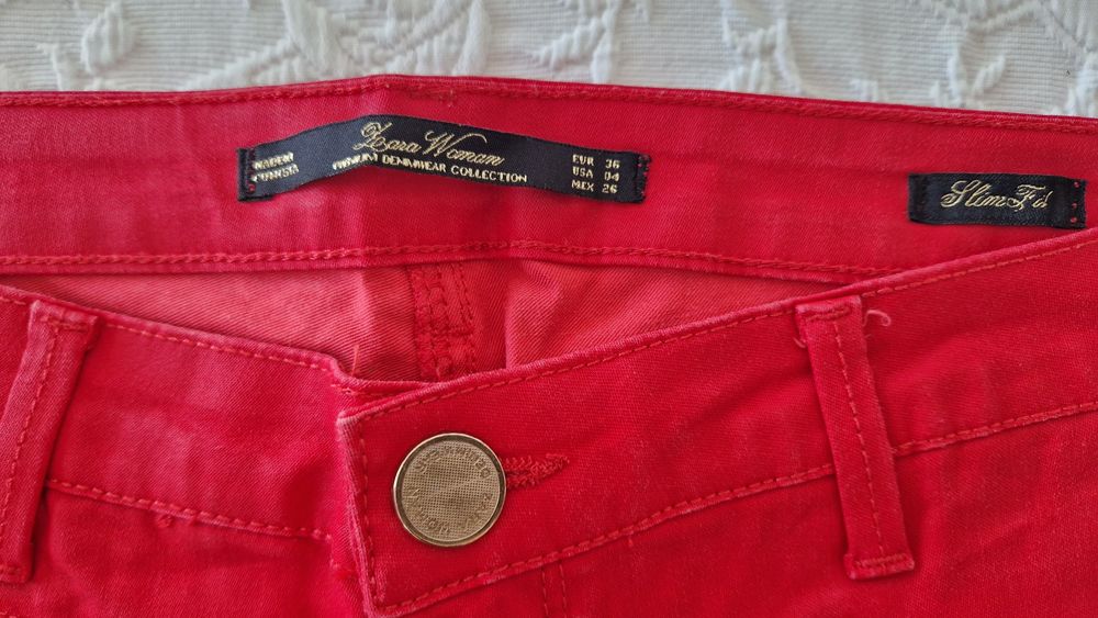 Calças vermelhas, skinny, Zara tamanho 36