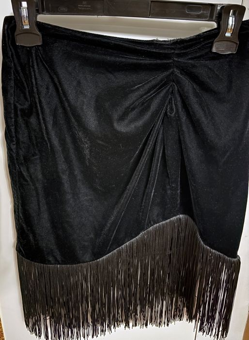 ZARA Spódniczka z welurowego materiału z frędzlami XS, S