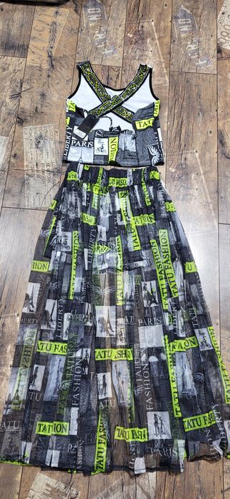 Tatu 3 częściowy kompet tiul neon cyrkonie top S