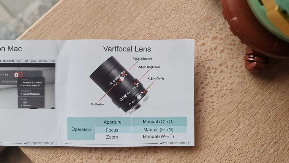 Kamera USB ELP 8MP Sony IMX179 + obiektyw varifocal 5–50mm