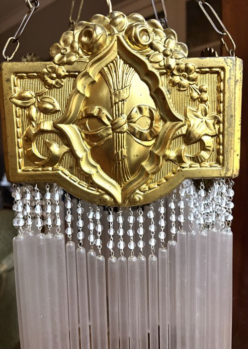 Fantástico antigo candeeiro de tecto Arte Nova dourado