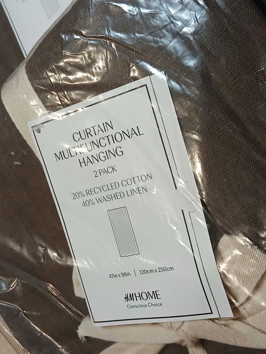 Zasłony HM len plus bawełna styl boho brąz 2pack