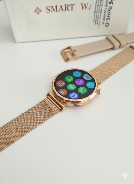 Złoty smartwatch bransoleta + paseczek