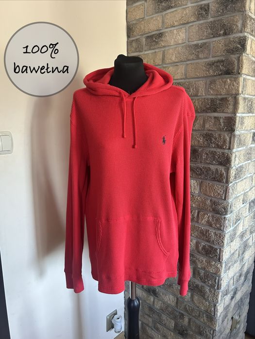 Czerwona bawełniana bluza z kapturem Ralph Lauren rozmiar M/38 premium bawełna