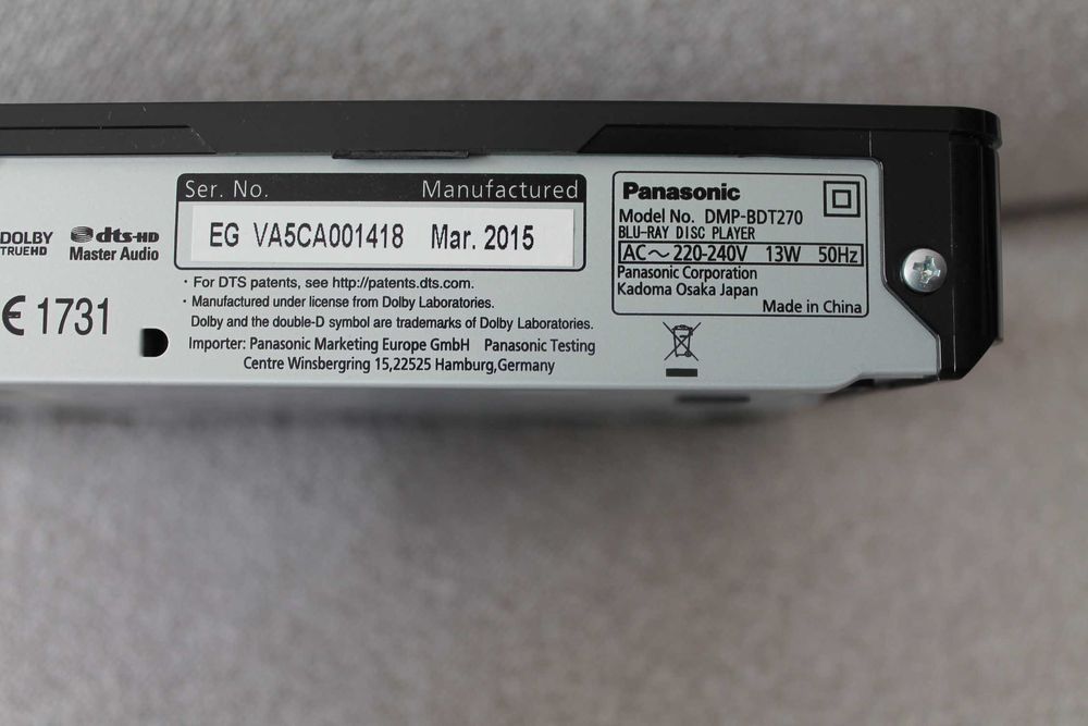 Blu-Ray 3D  Panasonic DMP-BDT270