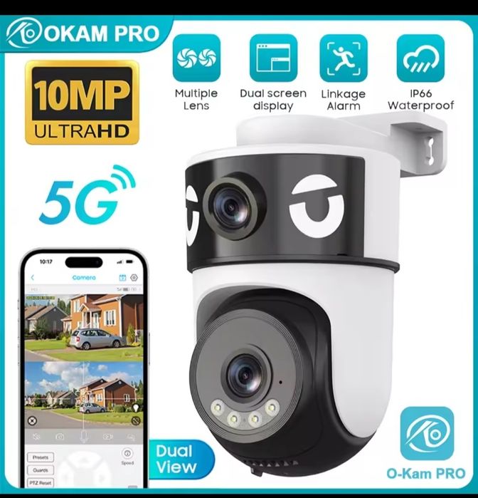 Вулична wifi камера 10mp поворотна подвійна камера  OKAM PRO датчик ру