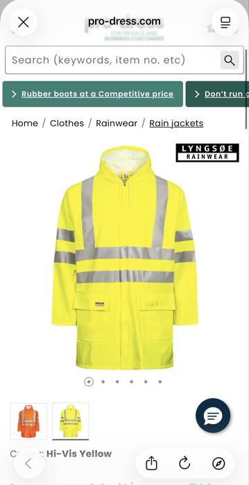 Fato impermeável, alta visiblidade e resistente a fogo