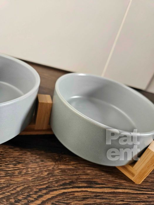Miski ceramiczne dla psa kota zestaw 2 sztuki x 400 ml szare