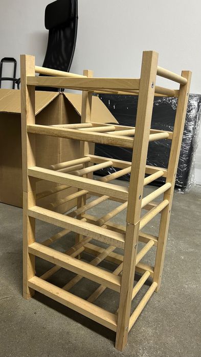 2 Garrafeira p/9 garrafas, madeira maciça (total 18 garrafas)