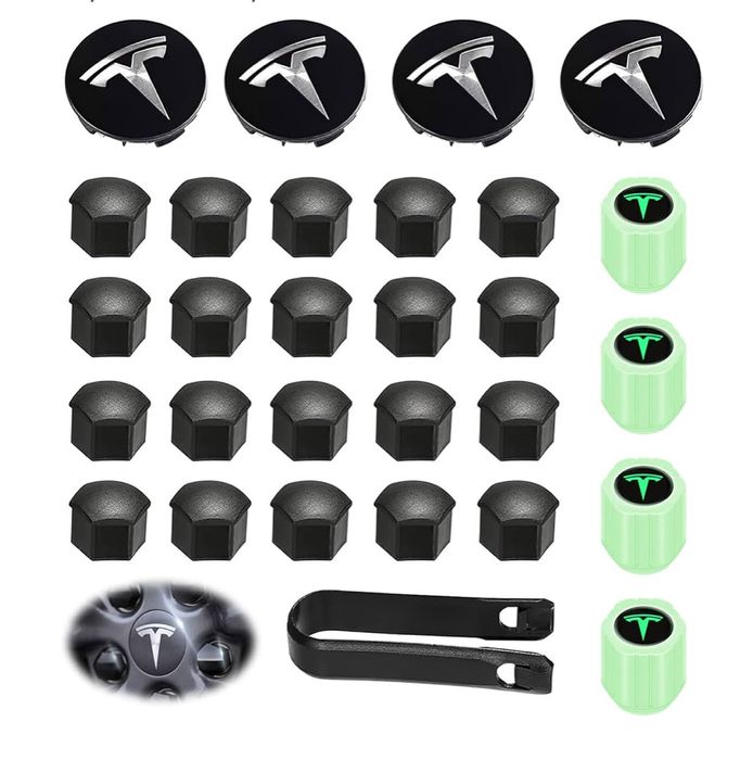 Kit completo tampas e centros jantes Tesla