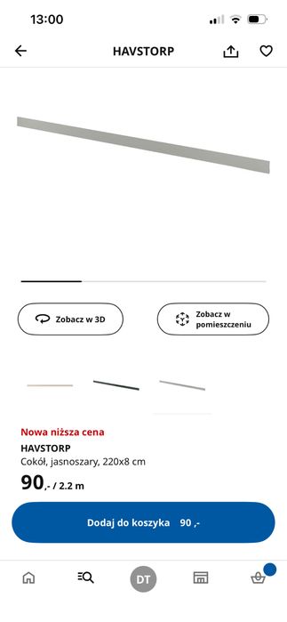 Cokół jasnoszary HAVSTORP ikea 220cm/8cm nowy