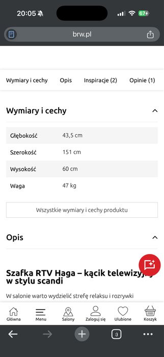 Szafka rtv haga black red white